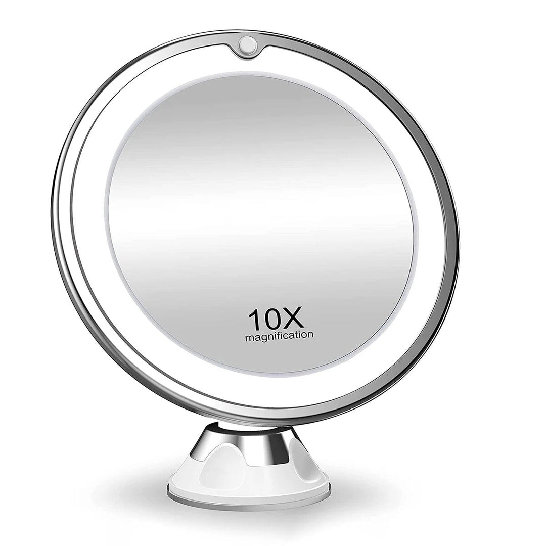 10x forstørrelses LED-spejl med 360° rotation og lys 0