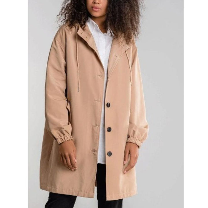 Gabardina larga Annika para mujer con capucha, hidrófuga y cortavientos