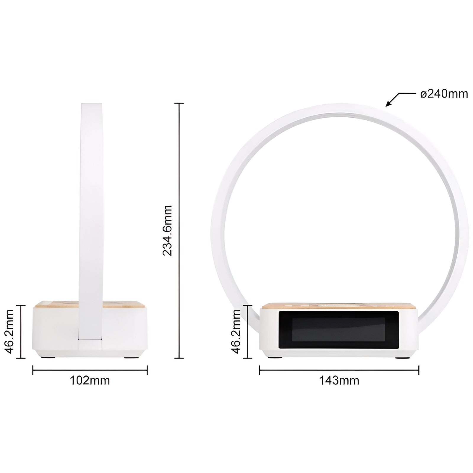 3-i-1 bordlampe – trådløs opladning, vækkeur og touch-betjening 5