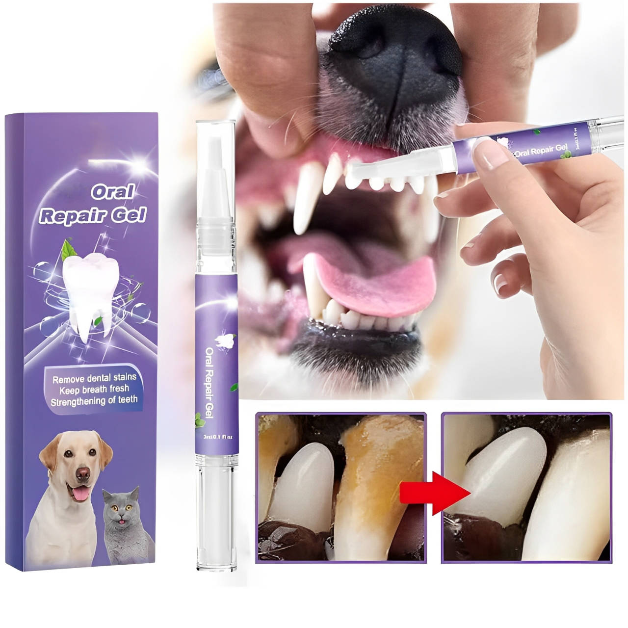 3 sæt oral reparationsgel til hunde 0