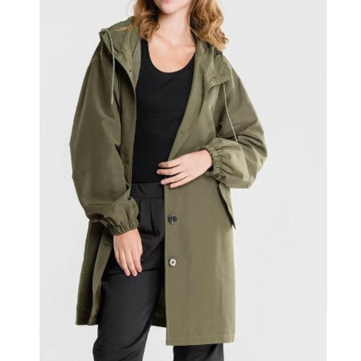 Gabardina larga Annika para mujer con capucha, hidrófuga y cortavientos