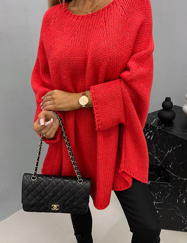 Behagelig strikket sweater med rund hals - Vida