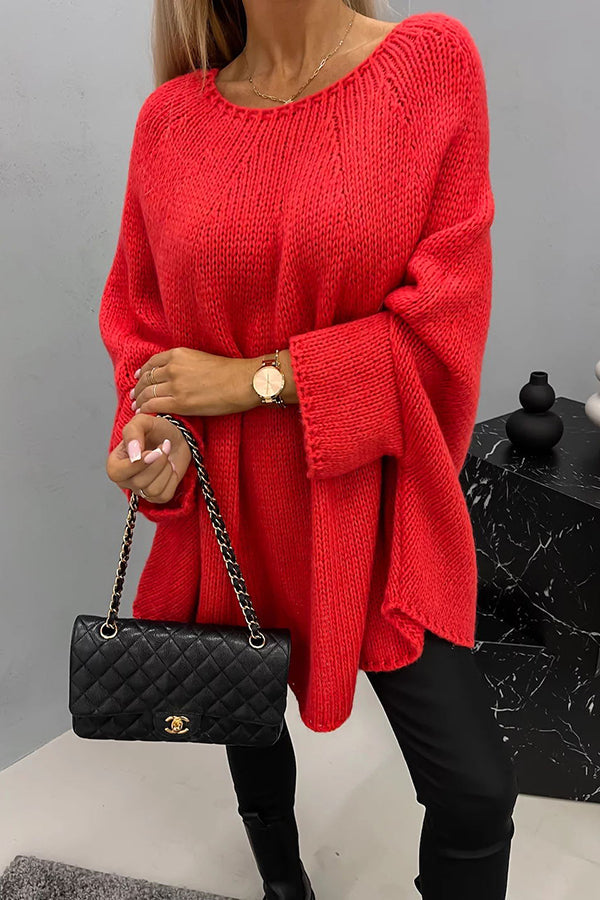 Behagelig strikket sweater med rund hals - Vida