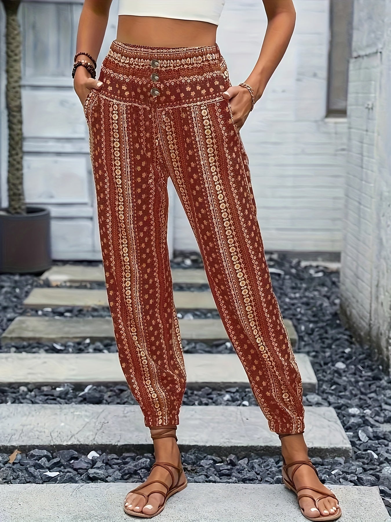 Faye | Høj Talje Printbuks – Instant Boho Vibe