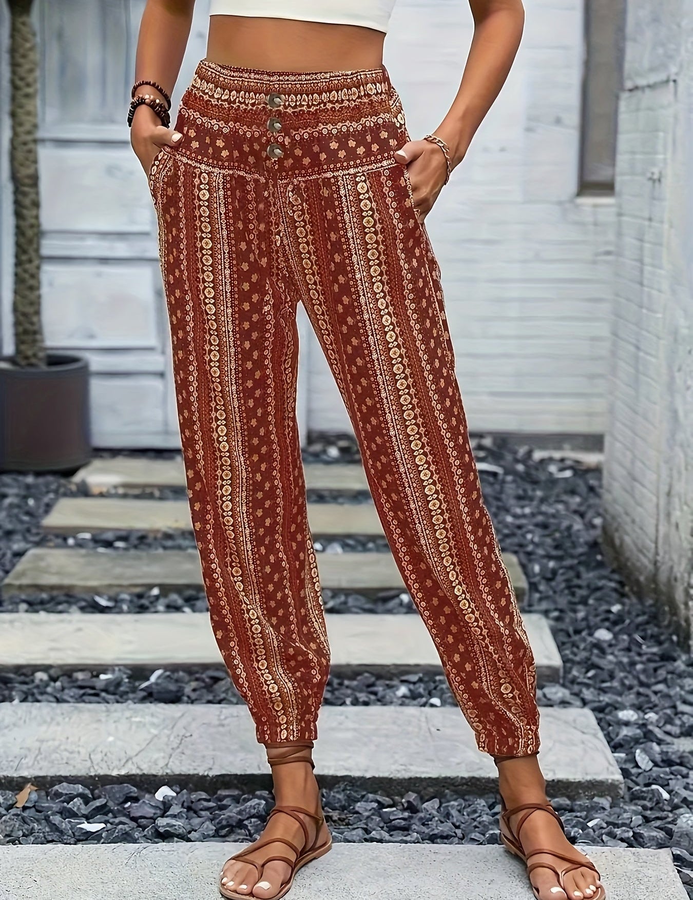 Faye | Høj Talje Printbuks – Instant Boho Vibe