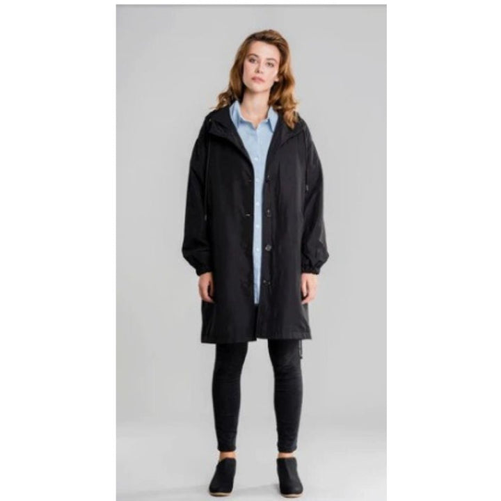 Gabardina larga Annika para mujer con capucha, hidrófuga y cortavientos