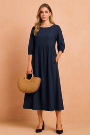 Amabel | Elegant midikjole med 3/4 ærmer 1