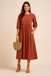 Amabel | Elegant midikjole med 3/4 ærmer 8