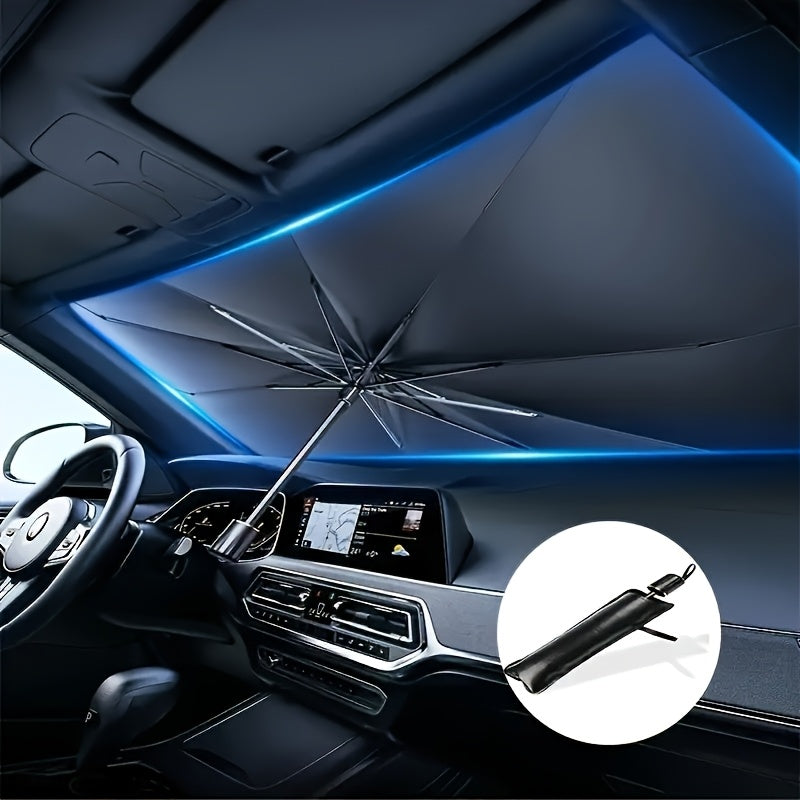 Bærbar, foldbar solskærm til forruden – Universal solskærm til bil med varmeisolering, UV-refleksion og nemt opbevaringsdesign i bilen 1