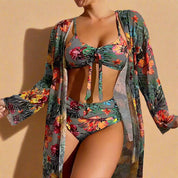 Blomstret Badedragt Dame Med Cover-Up - Komfortabelt Badetøj Til Sommerens Strandlook 9