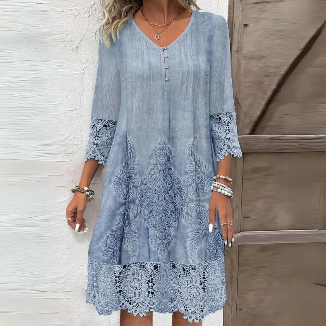 Blomstret Midikjole til Kvinder - Elegant og Komfortabel Sommerkjole 0