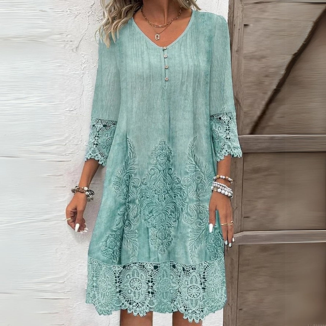 Blomstret Midikjole til Kvinder - Elegant og Komfortabel Sommerkjole 1