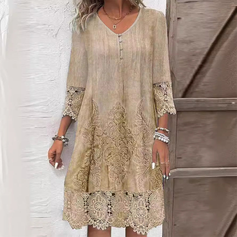 Blomstret Midikjole til Kvinder - Elegant og Komfortabel Sommerkjole 2