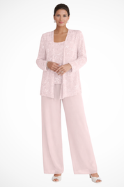 Buksedragt Dame til Fest - Elegant Tredelt Buksedragt til Bryllup med Pailletter og Blonde Detaljer - Jumpsuit Kvinder 10