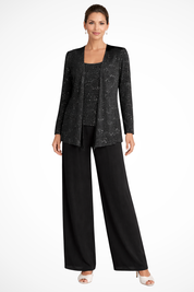 Buksedragt Dame til Fest - Elegant Tredelt Buksedragt til Bryllup med Pailletter og Blonde Detaljer - Jumpsuit Kvinder 4