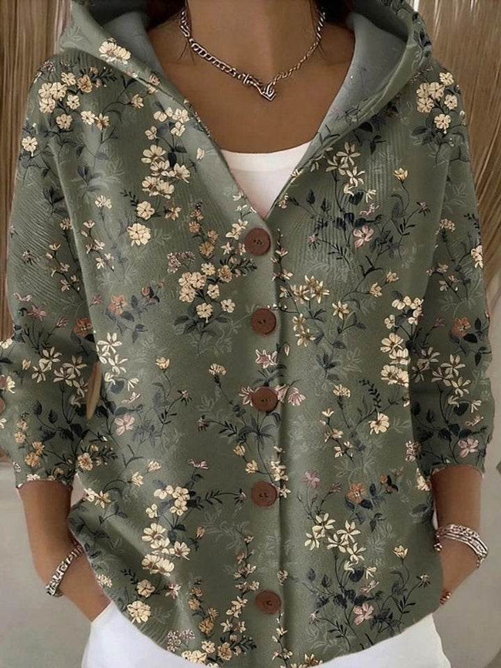 Bunte Damen Strickjacke mit Kapuze und Knopfleiste – Lockerer Hoodie Cardigan für Alltag und Freizeit 3