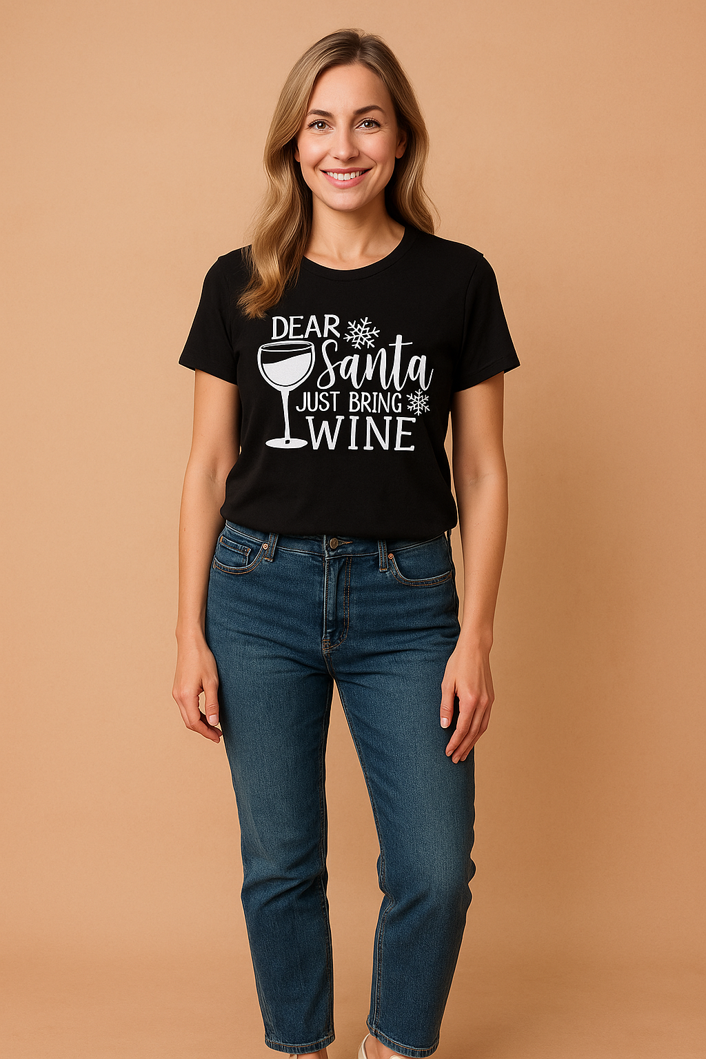 Caroline T-shirt | "Kære julemand, kom med vin" 2
