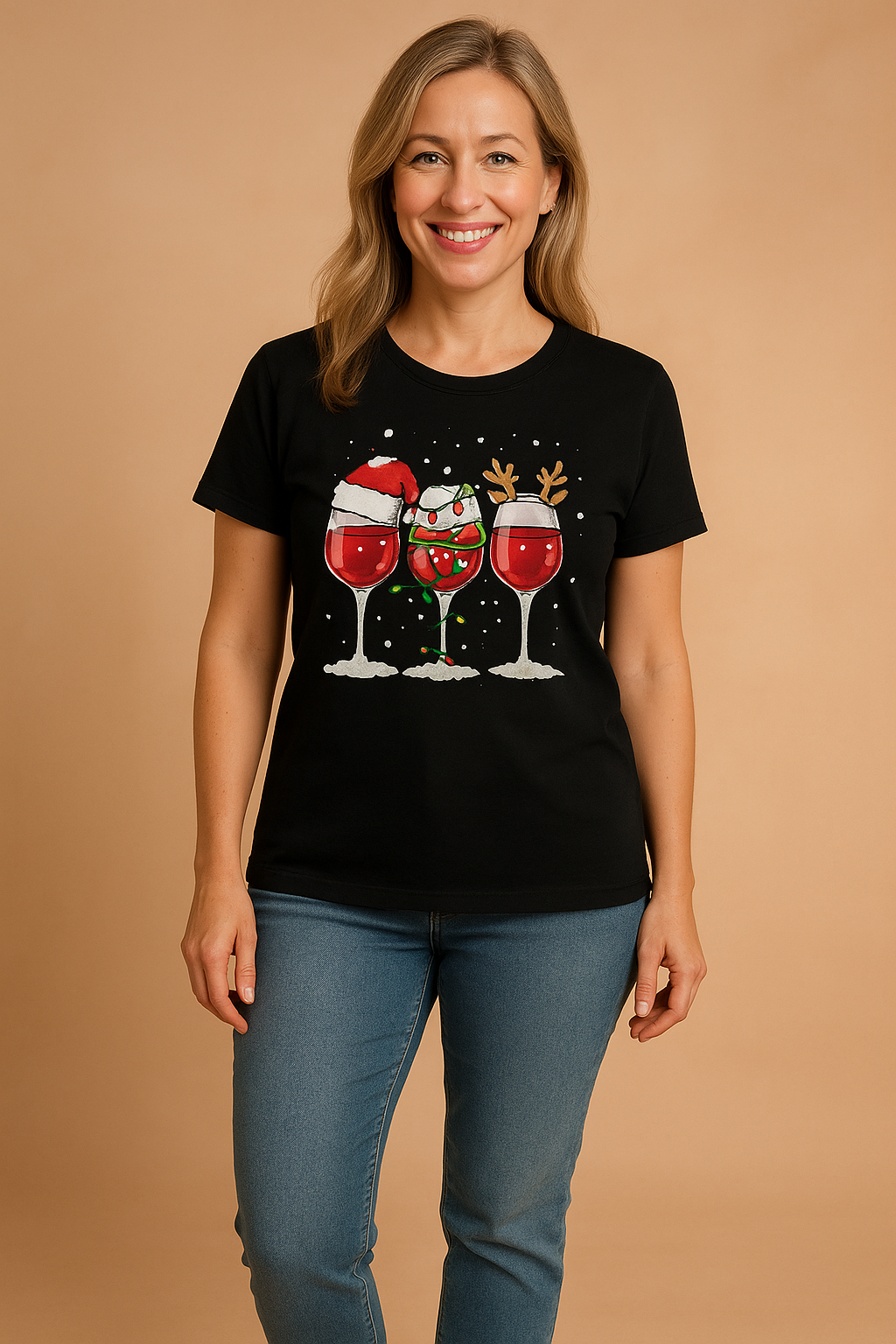 Caroline T-shirt | "Kære julemand, kom med vin" 3
