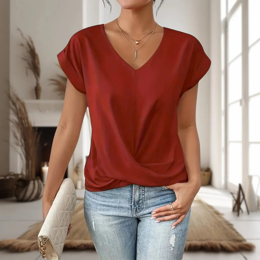 Casual Sweetheart Neck T-shirt til Kvinder - Elegant Sommer Top med Flatterende Pasform og Åndbar Komfort 3