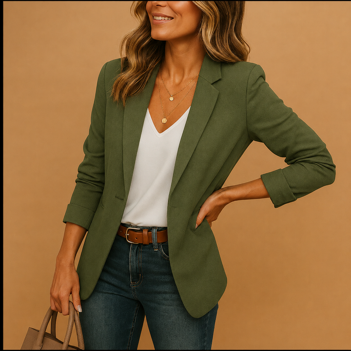Elegant sort blazer til kvinder med lange ærmer - perfekt til kontor og møder