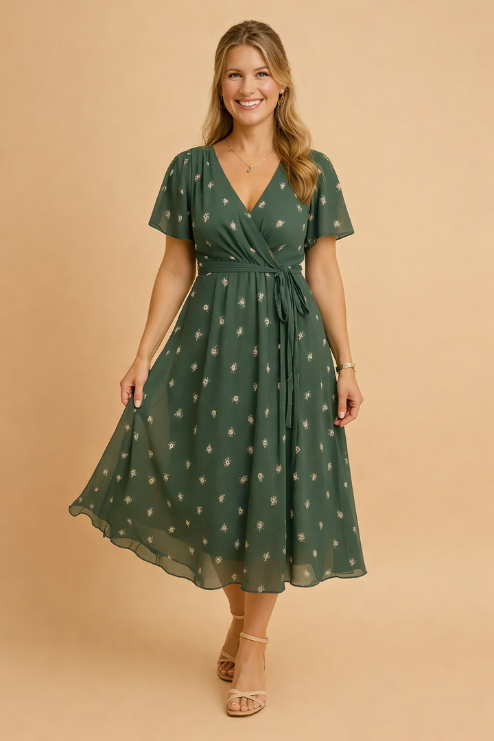 Barbara | Asymmetrisk kjole med blomsterprint