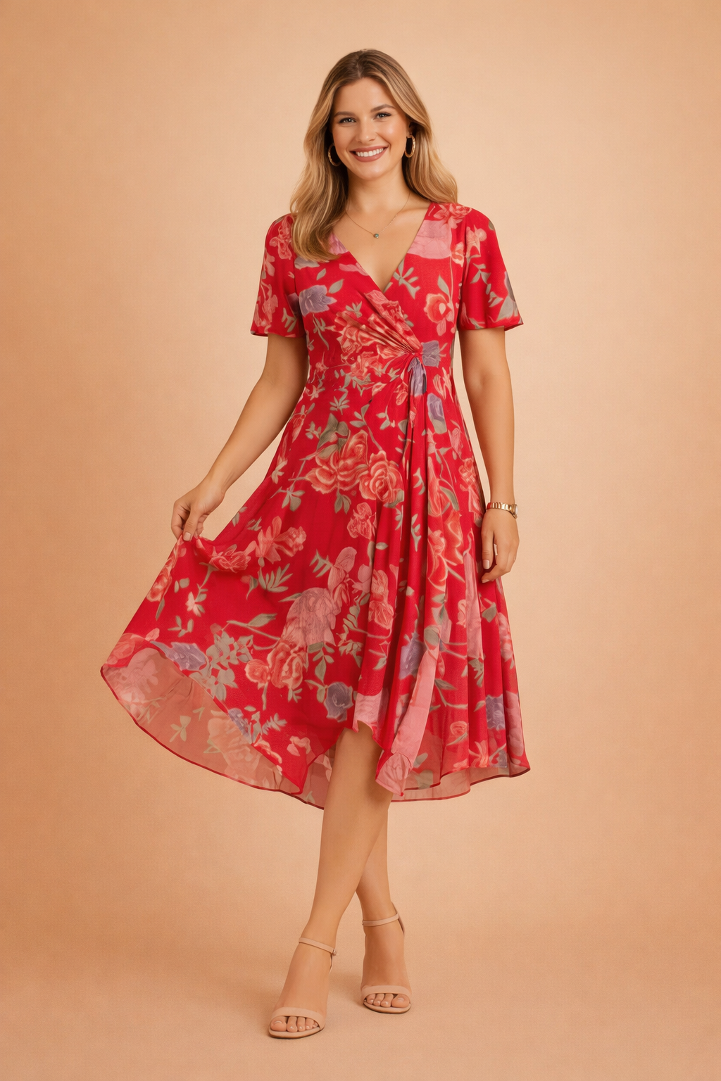 Barbara | Asymmetrisk kjole med blomsterprint