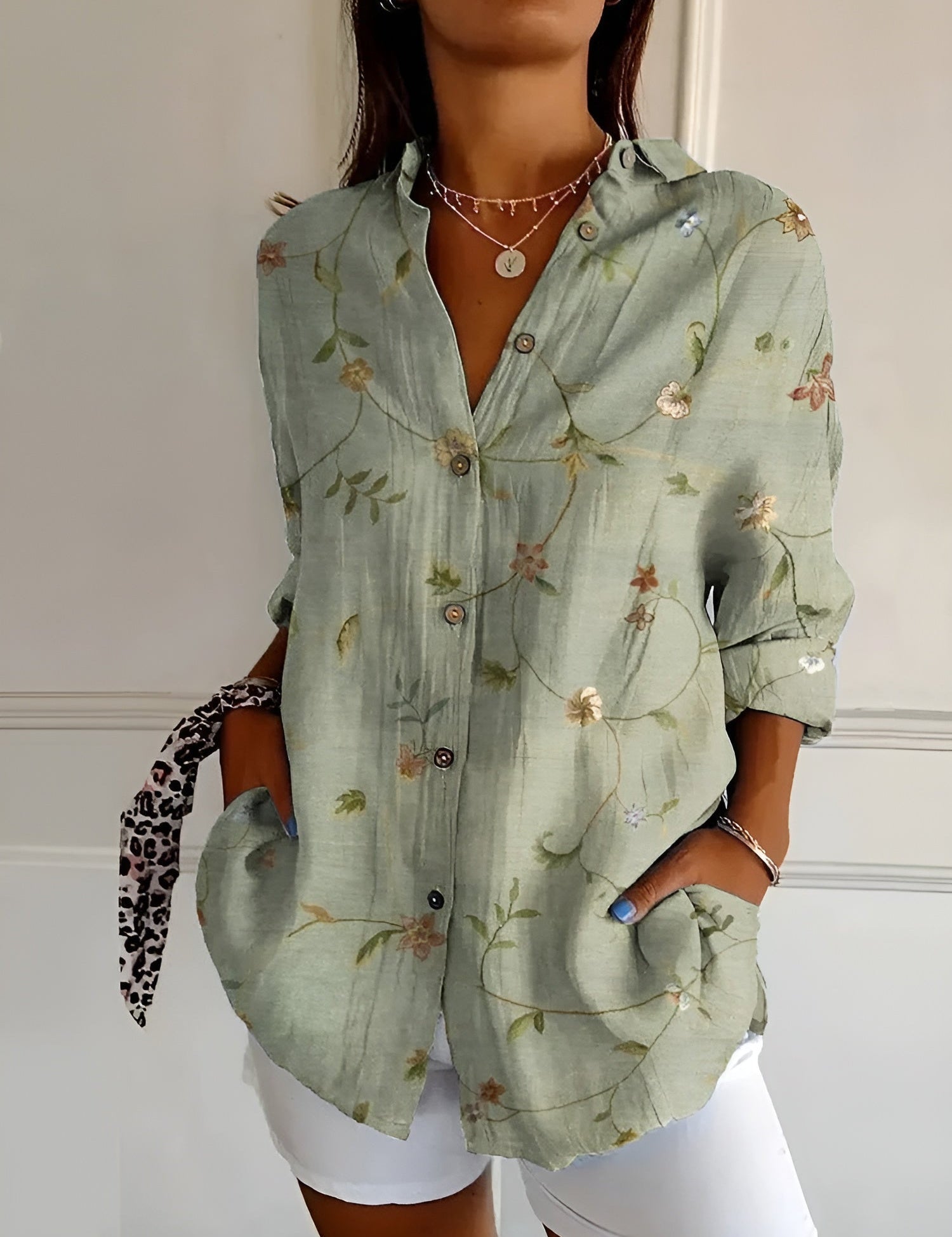 Chic Bluse Med Unikt Print Til Kvinder - Elegant, Komfortabel Og Alsidig Stil 0