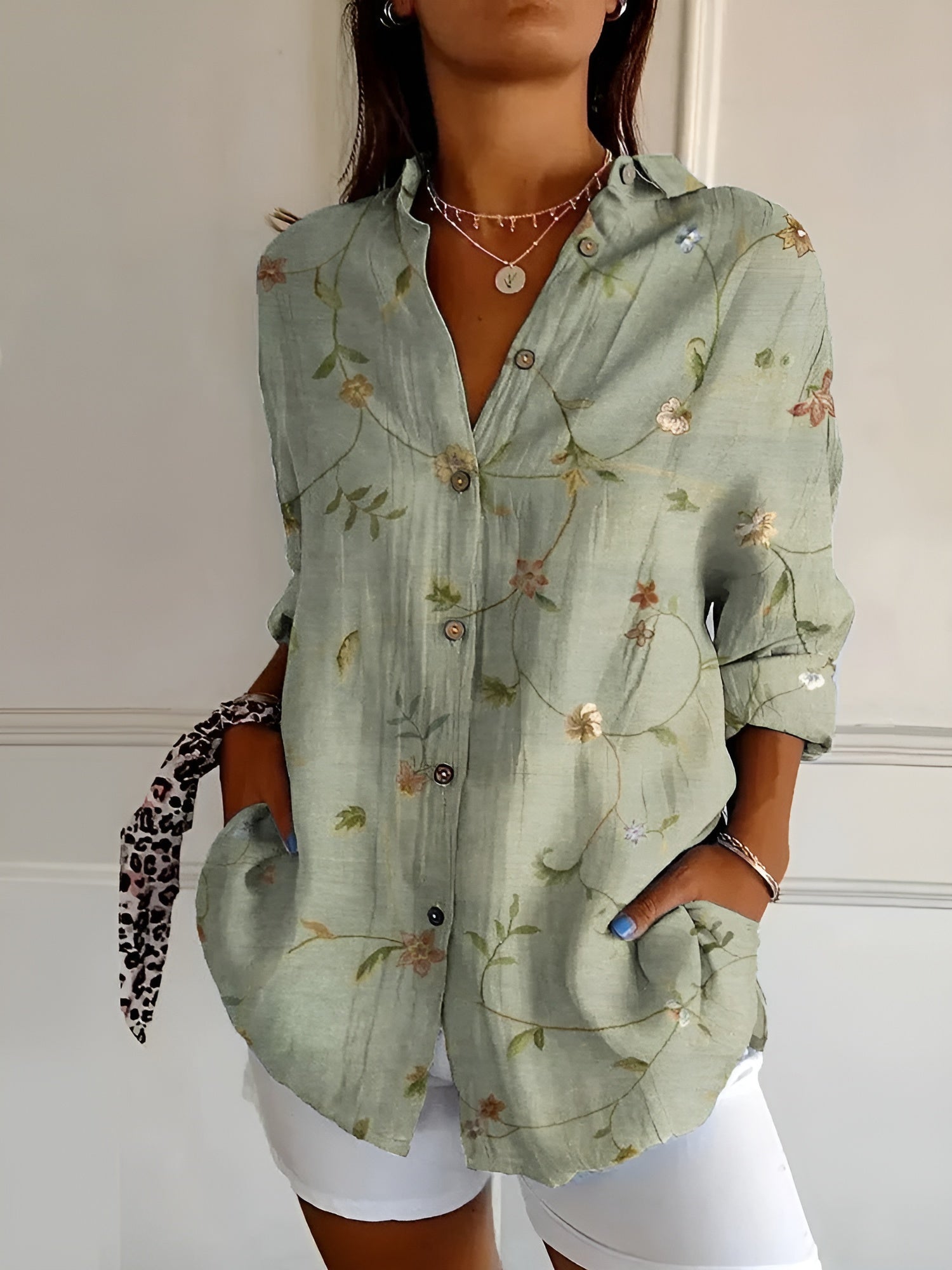 Chic Bluse Med Unikt Print Til Kvinder - Elegant, Komfortabel Og Alsidig Stil 0
