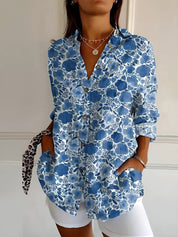 Chic Bluse Med Unikt Print Til Kvinder - Elegant, Komfortabel Og Alsidig Stil 1