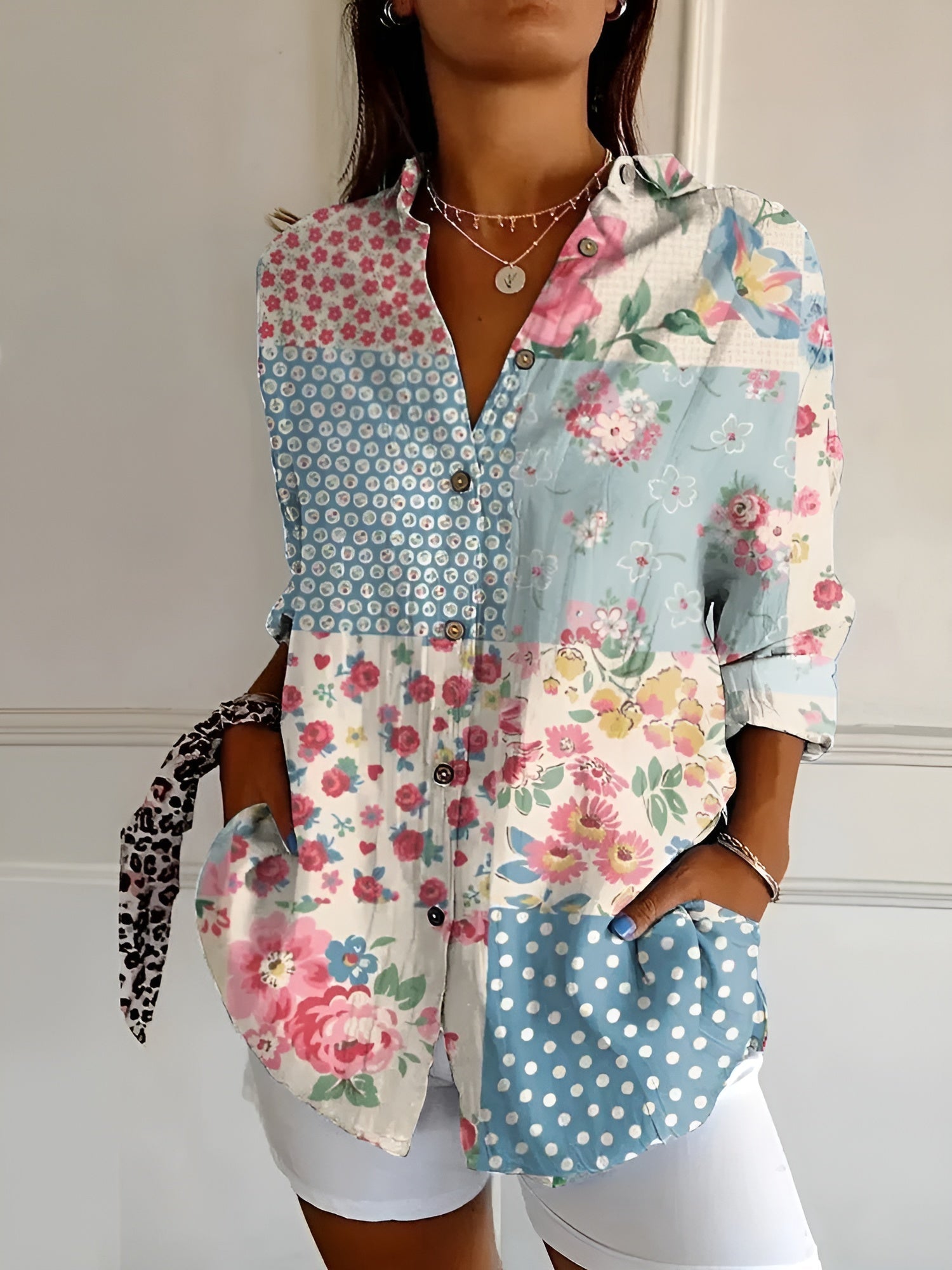 Chic Bluse Med Unikt Print Til Kvinder - Elegant, Komfortabel Og Alsidig Stil 2