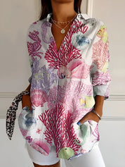 Chic Bluse Med Unikt Print Til Kvinder - Elegant, Komfortabel Og Alsidig Stil 3