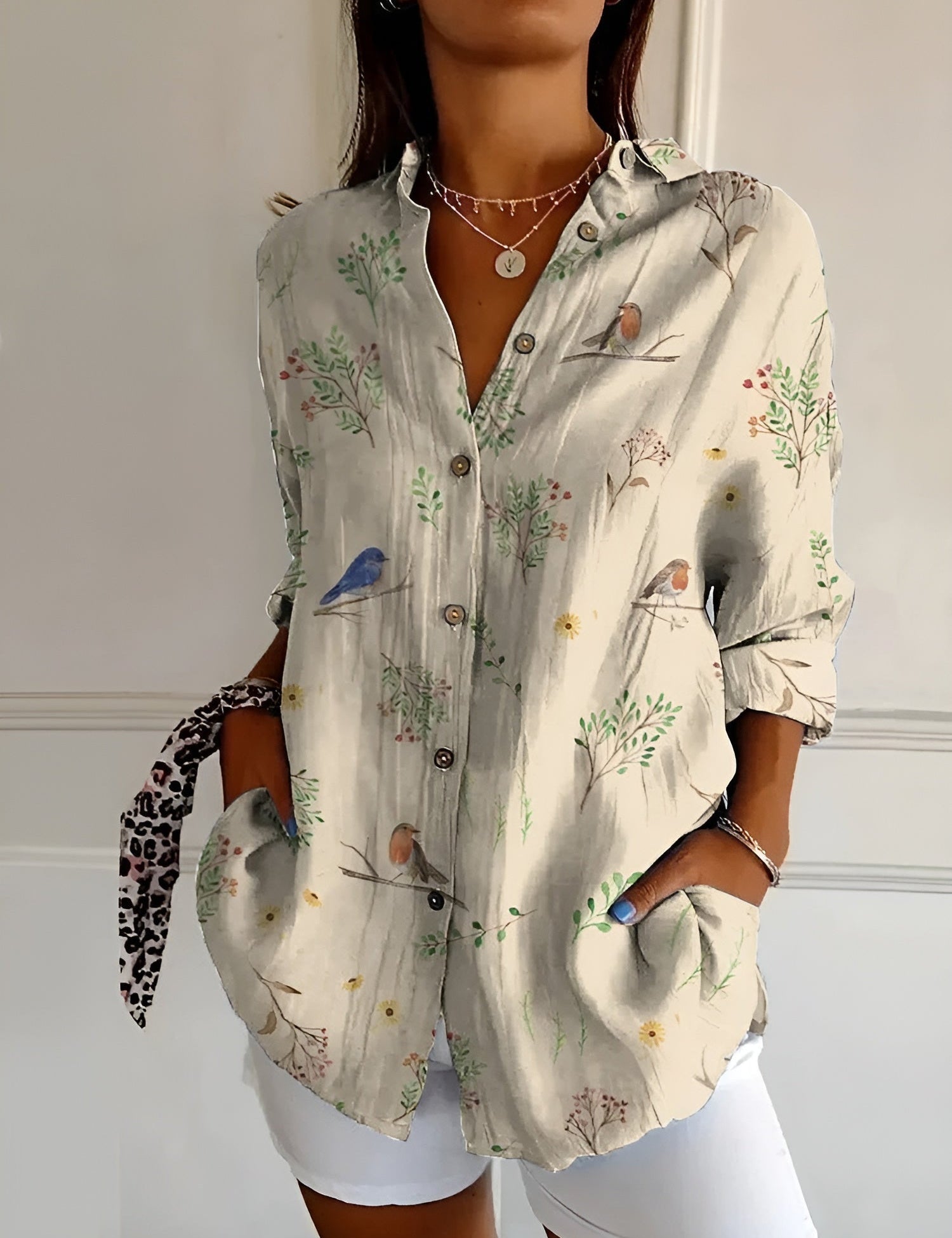Chic Bluse Med Unikt Print Til Kvinder - Elegant, Komfortabel Og Alsidig Stil 4