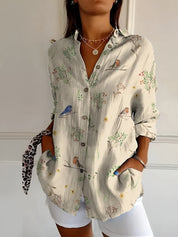 Chic Bluse Med Unikt Print Til Kvinder - Elegant, Komfortabel Og Alsidig Stil 4