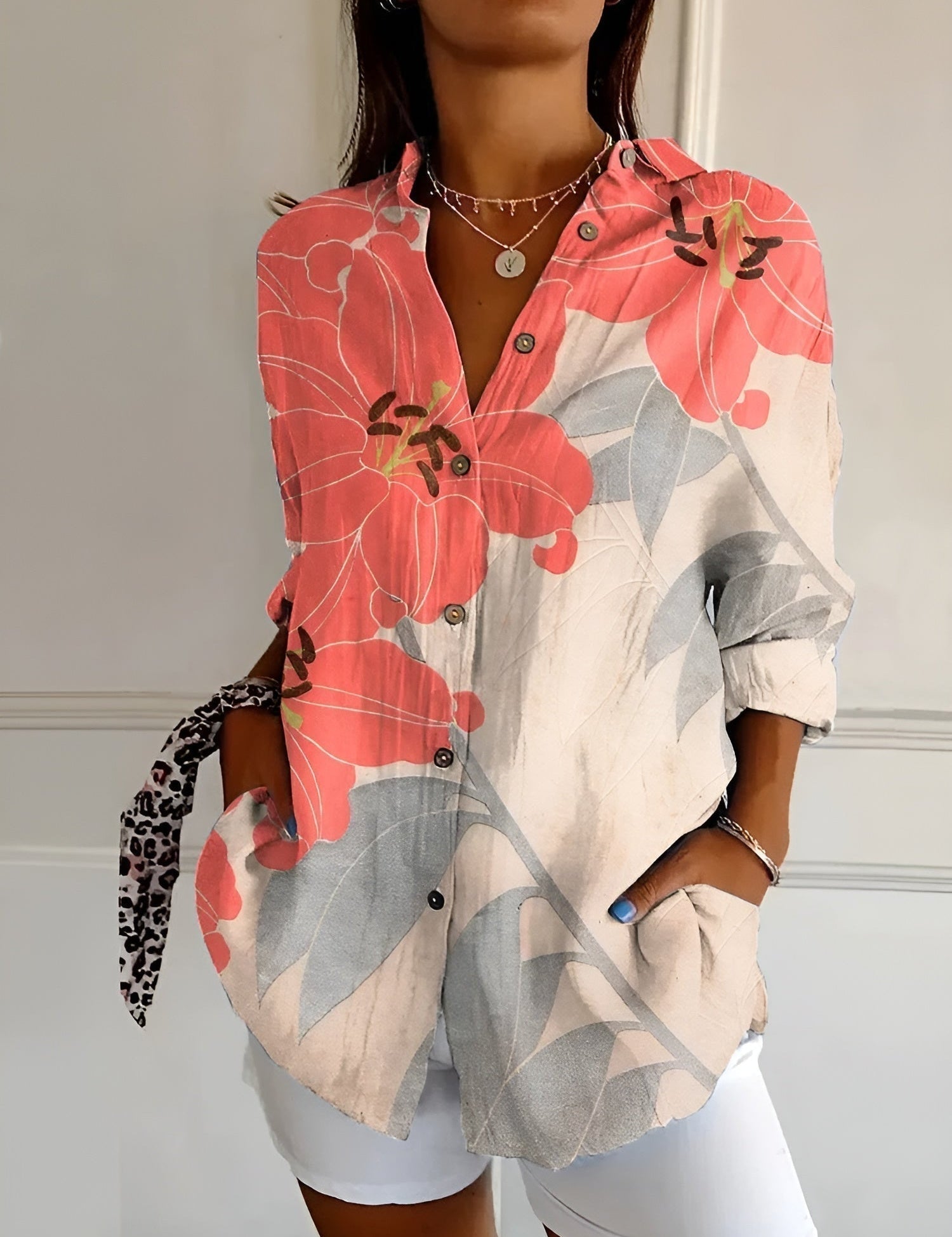 Chic Bluse Med Unikt Print Til Kvinder - Elegant, Komfortabel Og Alsidig Stil 6