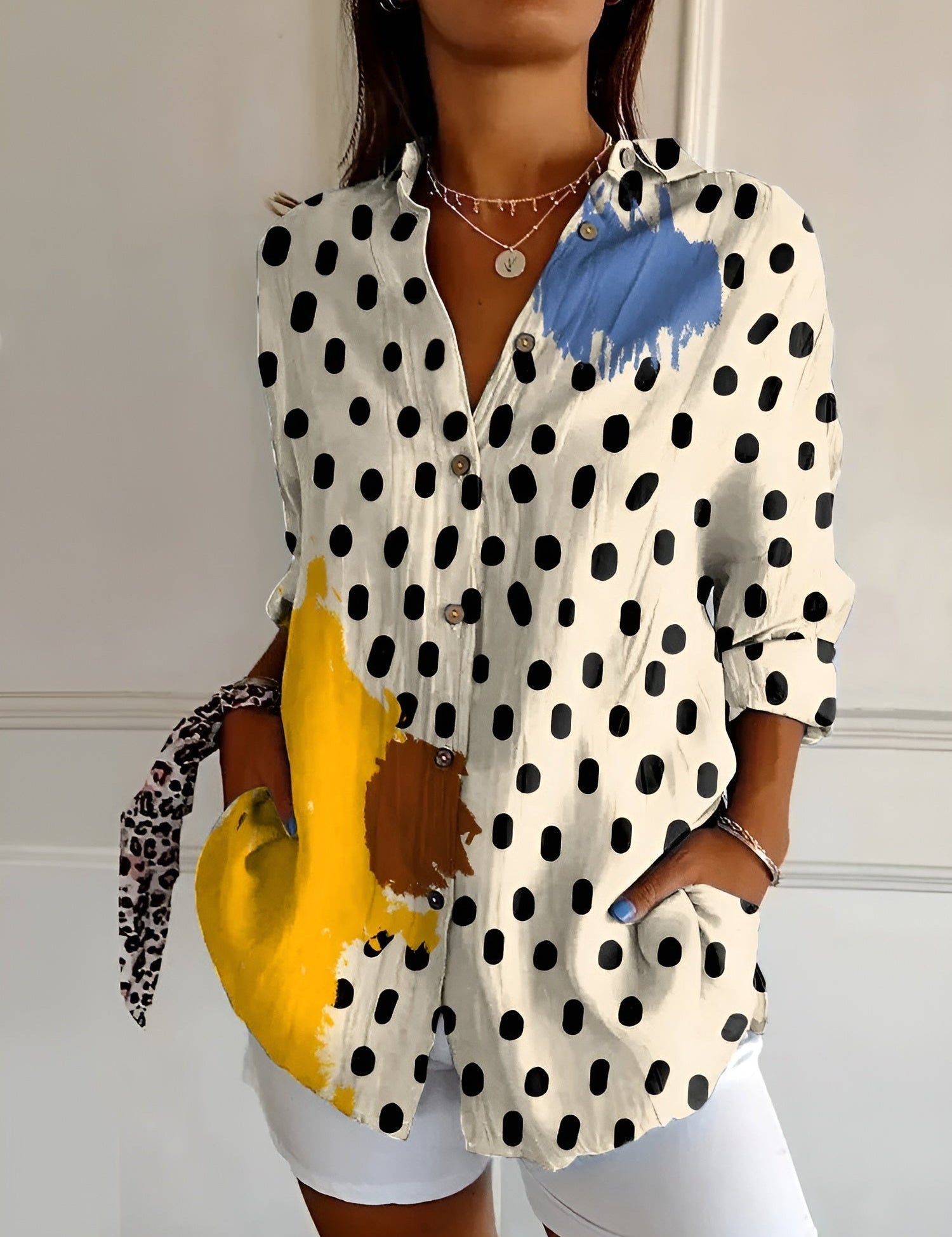 Chic Bluse Med Unikt Print Til Kvinder - Elegant, Komfortabel Og Alsidig Stil 8