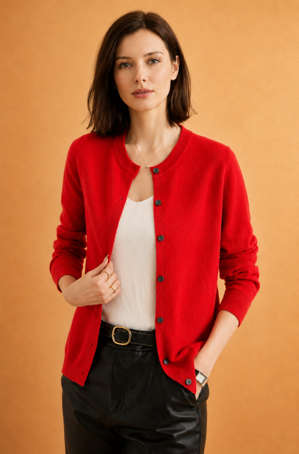 Ewa | Klassisk cardigan med rund hals