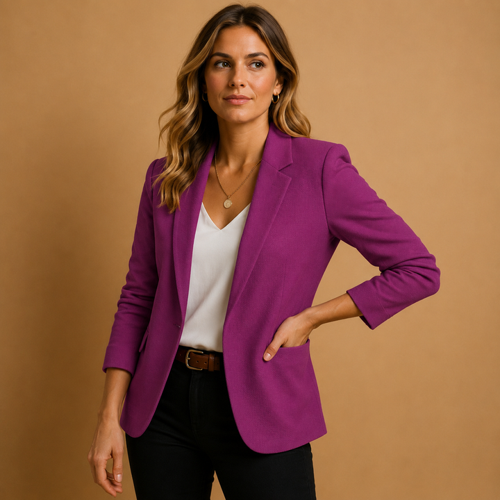 Elegant sort blazer til kvinder med lange ærmer - perfekt til kontor og møder