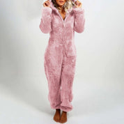 Dahlia | Elegant lang fleece-jumpsuit med hætte 0