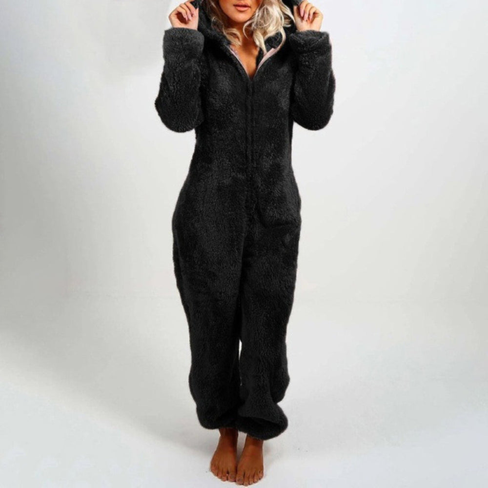Dahlia | Elegant lang fleece-jumpsuit med hætte 1