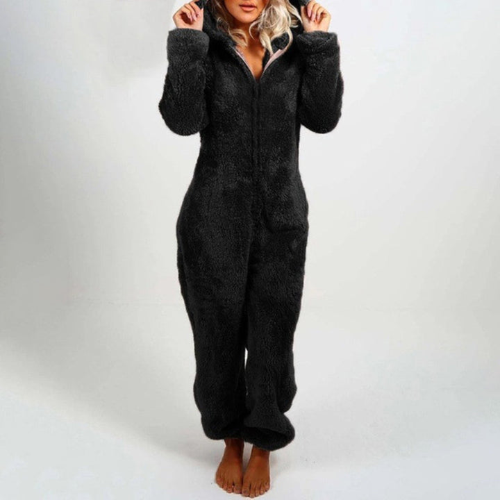 Dahlia | Elegant lang fleece-jumpsuit med hætte 1