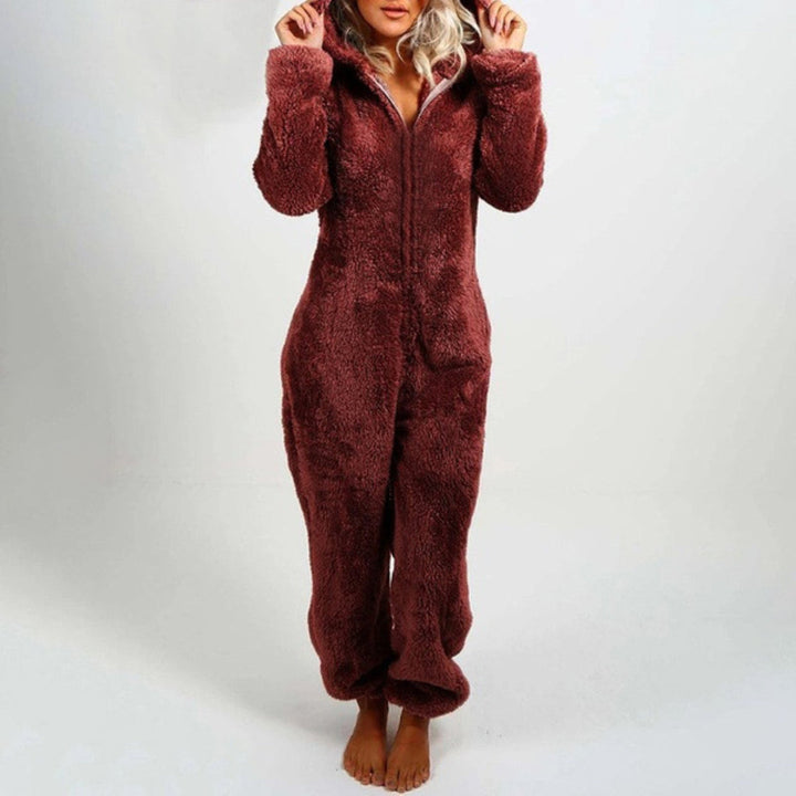 Dahlia | Elegant lang fleece-jumpsuit med hætte 2