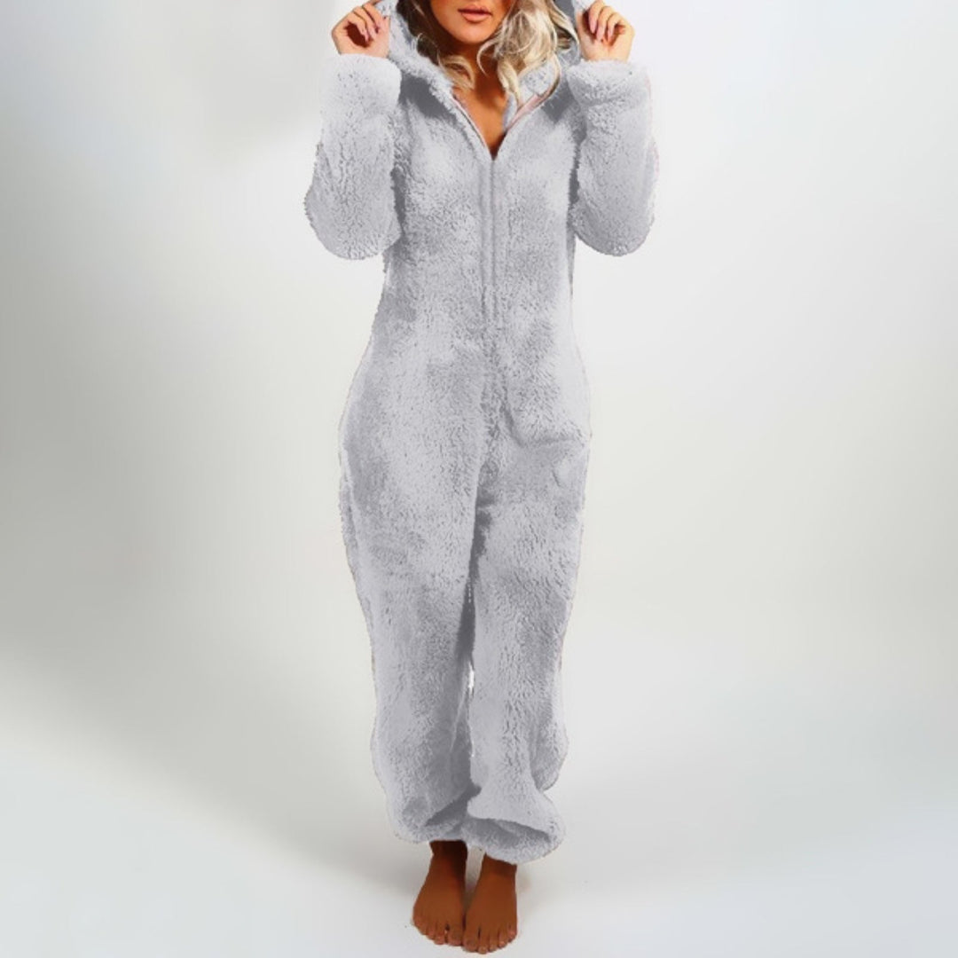 Dahlia | Elegant lang fleece-jumpsuit med hætte 3