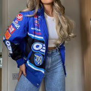 Dame Biker Bomberjakke med Tryk | Plus Size 1