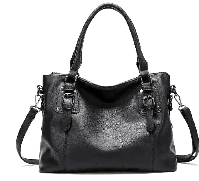 Dame vintage håndtaske elegant blødt materiale stor kapacitet 0