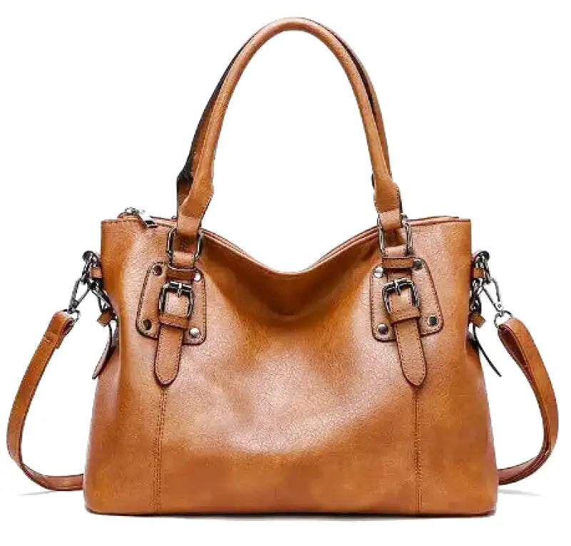 Dame vintage håndtaske elegant blødt materiale stor kapacitet 6