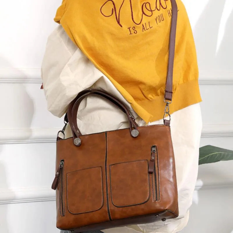 Dame vintage håndtaske elegant slidstærkt stof 1