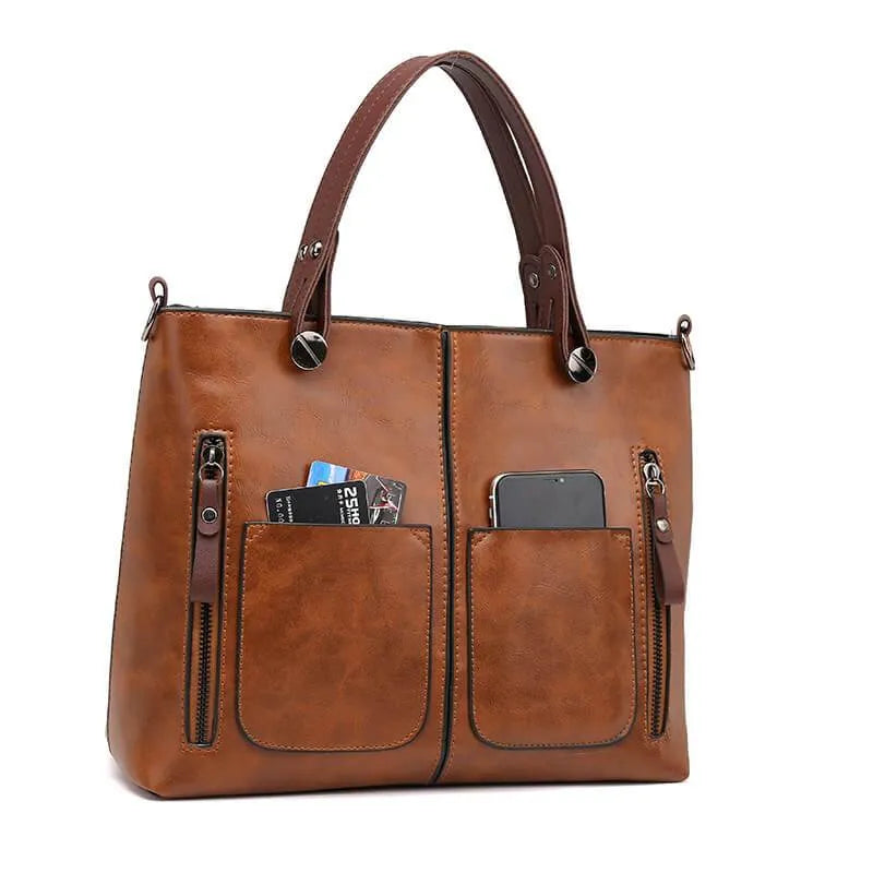 Dame vintage håndtaske elegant slidstærkt stof 4