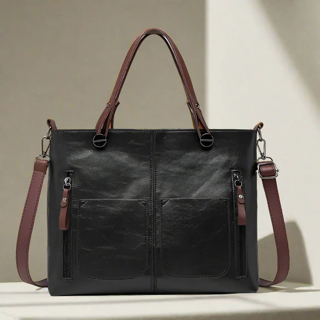 Dame vintage håndtaske elegant slidstærkt stof 6