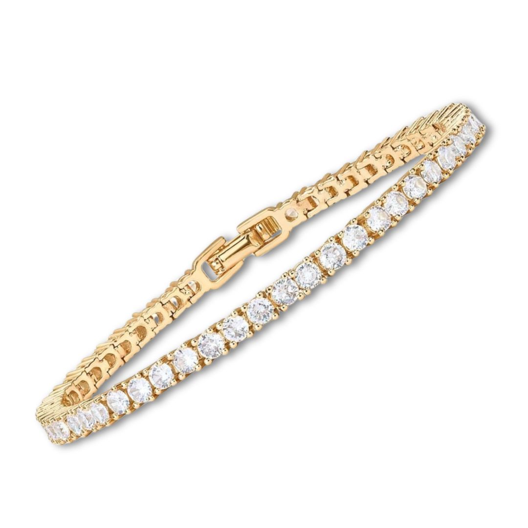 Dameguld Moissanit Tennisarmbånd - Elegant Smykke til Enhver Lejlighed, Justerbar Størrelse 0