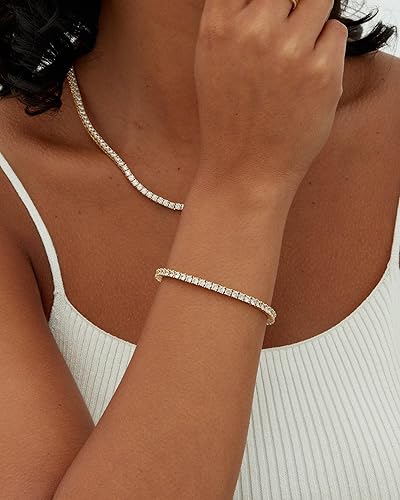 Dameguld Moissanit Tennisarmbånd - Elegant Smykke til Enhver Lejlighed, Justerbar Størrelse 1